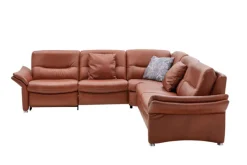 com4lux Ecksofa BRESCIA Leder Cloudy cognacbraun