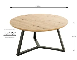 Couchtisch 80 cm Eiche-Dekor/schwarz