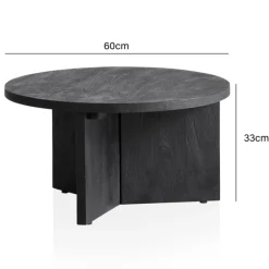 Couchtisch 60 cm Mango massiv Schwarz