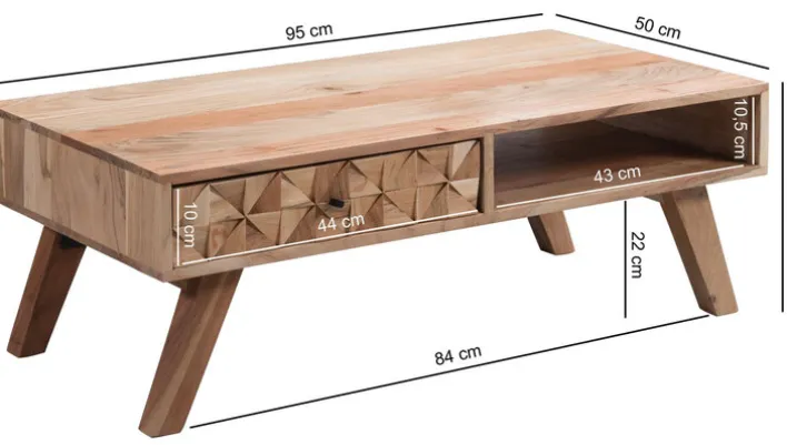 Couchtisch 95 x 50 cm braun