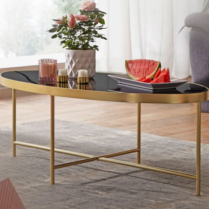 Couchtisch 110 x 56 cm Goldfarbig/ Schwarz