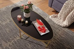 Couchtisch 110 x 56 cm Goldfarbig/ Schwarz