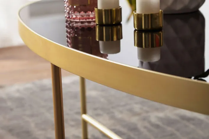 Couchtisch 110 x 56 cm Goldfarbig/ Schwarz