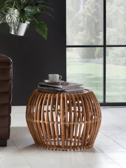 Couchtisch 80 x 40 cm Rattan/recyceltes Teak natur