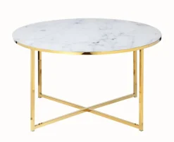 Couchtisch 80 x 80 cm rund gold/weiß