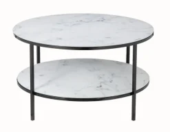 Couchtisch 80 x 80 cm rund schwarz/weiß mit Ablage