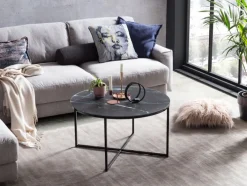 Couchtisch 80 x 80 cm rund schwarz