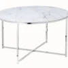Couchtisch 80 x 80 cm rund weiß/chrom