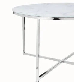 Couchtisch 80 x 80 cm rund weiß/chrom