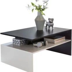 Couchtisch 90 x 60 cm schwarz/ weiß