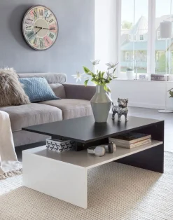 Couchtisch 90 x 60 cm schwarz/ weiß
