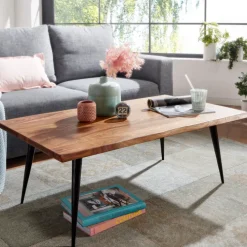 Couchtisch 110 x 60 cm Schwarz/ Sheesham massiv