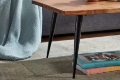 Couchtisch 110 x 60 cm Schwarz/ Sheesham massiv