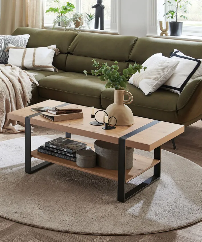 Couchtisch 120 x 60 cm Schwarz/ Asteiche