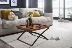 Couchtisch 63 x 63 cm Sheesham/ schwarz