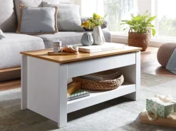 Couchtisch 85 x 47 cm weiß/ braun