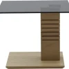 Couchtisch 55 x 55 x 47 cm, Glas, teilmassiv Wildeiche/Grau