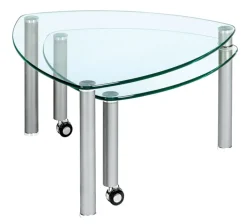 Couchtisch 80 x 80 x 39 cm Klarglas Dreifußgestell nickelfarbig Grau