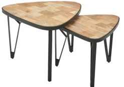 Couchtisch 2er Set Schwarz/ Mango massiv