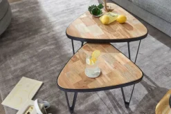 Couchtisch 2er Set Schwarz/ Mango massiv