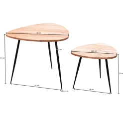 Couchtisch 2er Set Schwarz/ Akazie massiv