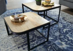 Couchtisch 2er Set Schwarz/ Mango massiv Braun