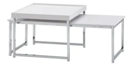 Couchtisch 2er Set Silberfarbig/ Weiß