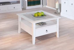 Couchtisch HENRY 75x45x75 cm Massivholz Kiefer weiß