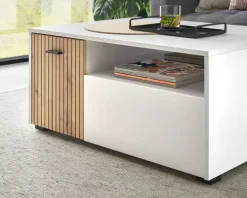 Couchtisch HUDSON 90x70 cm Weiß Matt / Evoke Eiche