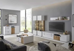 Couchtisch HUDSON 90x70 cm Weiß Matt / Evoke Eiche