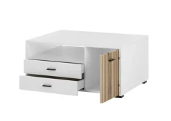 Couchtisch HUDSON 90x70 cm Weiß Matt / Evoke Eiche