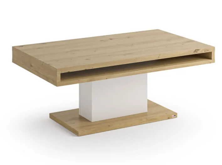 Couchtisch LANCASTER 110 x 65 cm Eiche Artisan weiß