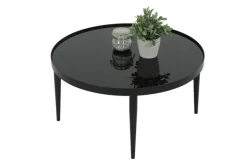 Couchtisch RON 80 x 80 cm Glas/Metall schwarz