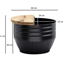 Couchtisch rund Ø 60 cm Metall Schwarz/ Mango massiv