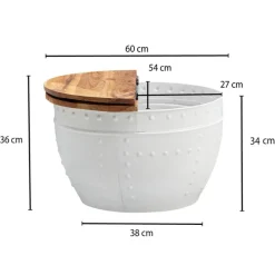 Couchtisch rund Ø 60 cm Metall Weiß/Mango massiv