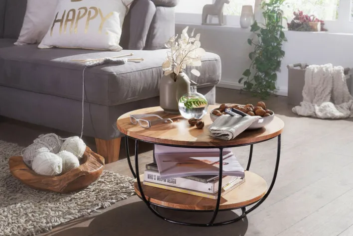 Couchtisch rund 60 cm Akazie massiv