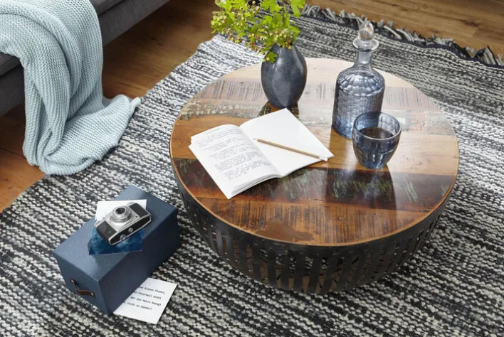 Couchtisch rund 70 cm braun/ schwarz