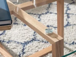 Couchtisch rund 78 cm Eiche/ Klarglas