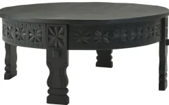 Couchtisch rund 80 cm Mango massiv Schwarz