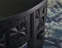 Couchtisch rund 80 cm Mango massiv Schwarz