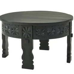 Couchtisch rund 60 cm Mango massiv Schwarz