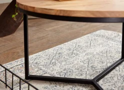 Couchtisch rund 60 cm Schwarz/ Akazie massiv