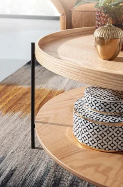 Couchtisch rund 78 cm Schwarz/ Eiche