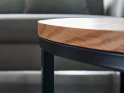 Couchtisch rund 70 cm Schwarz/ Eiche