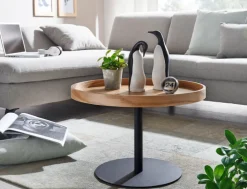 Couchtisch rund 61 cm Schwarz/ Eiche