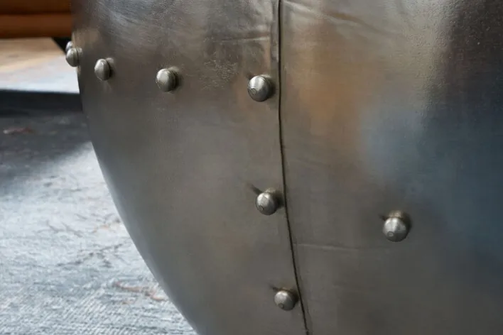 Couchtisch rund 60 cm Silberfarbig/ Mango massiv