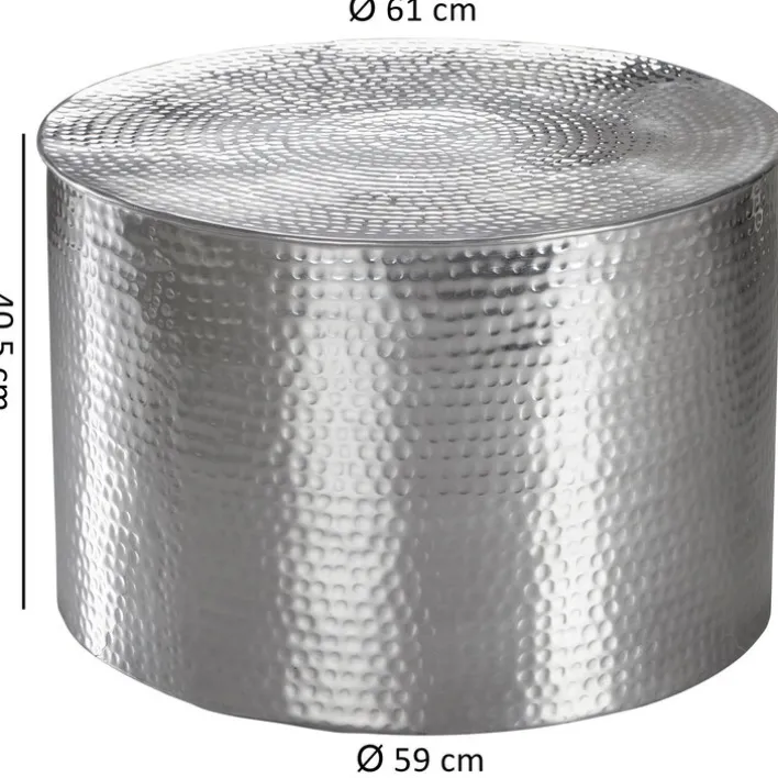 Couchtisch rund 61 cm Silberfarbig