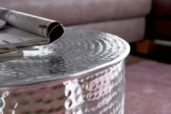 Couchtisch rund 61 cm Silberfarbig