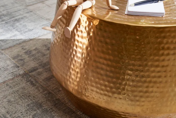 Couchtisch rund 60 x 36 cm Goldfarbig