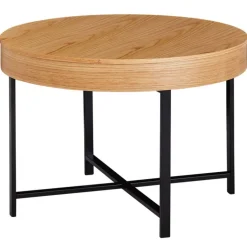 Couchtisch rund 69 x 50 cm Schwarz/ Eiche